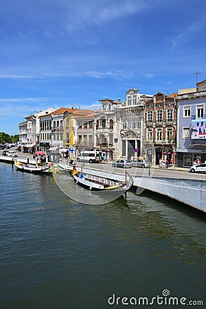 Traditional boats in Vouga river, Aveiro, Portugal Editorial Stock Photo